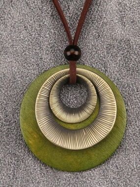 Green Layered Circle Pendant Necklace - Women's Jewelry